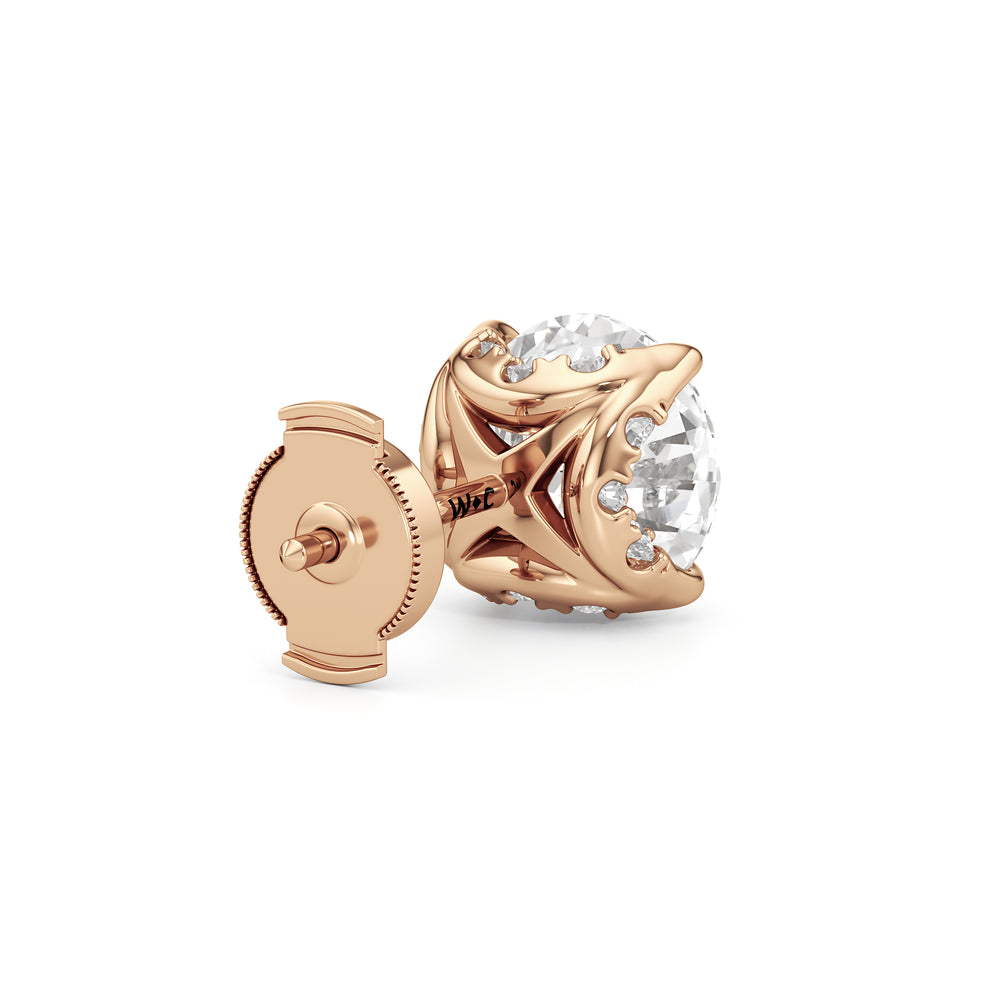 The Atrium Round Solitaire Studs with 18KT Rose Gold / Lab / 4 1/3 Cut Diamond in 14KT Rose Gold / Lab / 4 1/3 view 6
