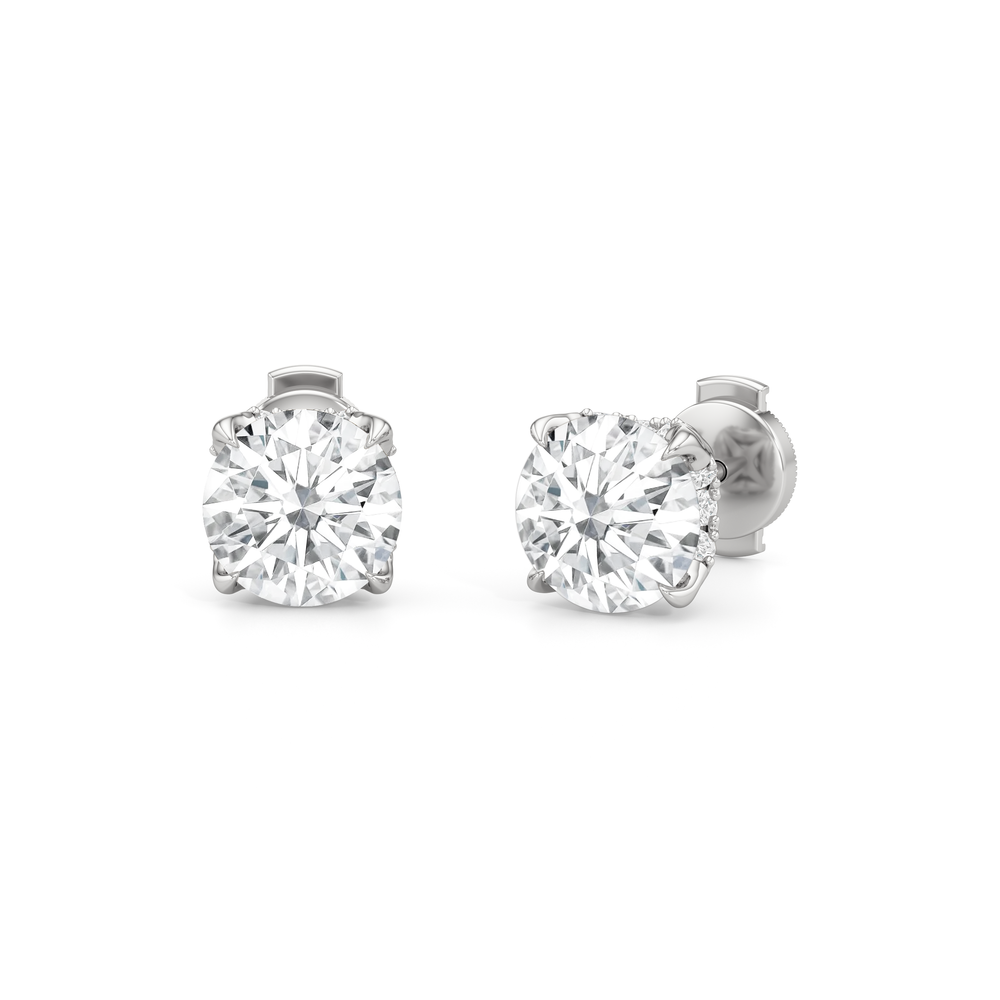 The Atrium Round Solitaire Studs with Platinum / Lab / 4 1/3 Cut Diamond in 14KT Platinum / Lab / 4 1/3 view 1
