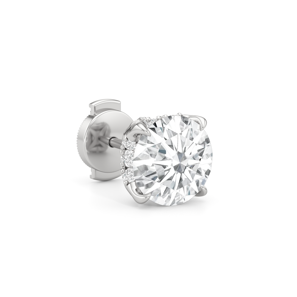 The Atrium Round Solitaire Studs with Platinum / Lab / 4 1/3 Cut Diamond in 14KT Platinum / Lab / 4 1/3 view 5
