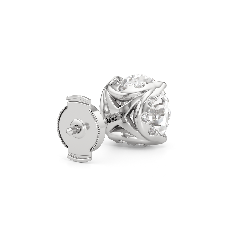 The Atrium Round Solitaire Studs with Platinum / Lab / 4 1/3 Cut Diamond in 14KT Platinum / Lab / 4 1/3 view 6
