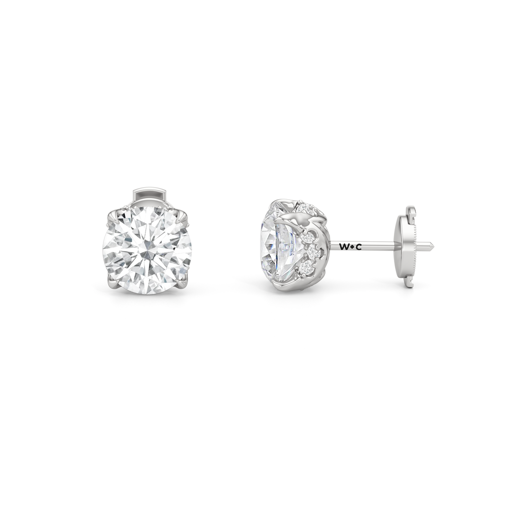 The Atrium Round Solitaire Studs with Platinum / Lab / 4 1/3 Cut Diamond in 14KT Platinum / Lab / 4 1/3 view 4
