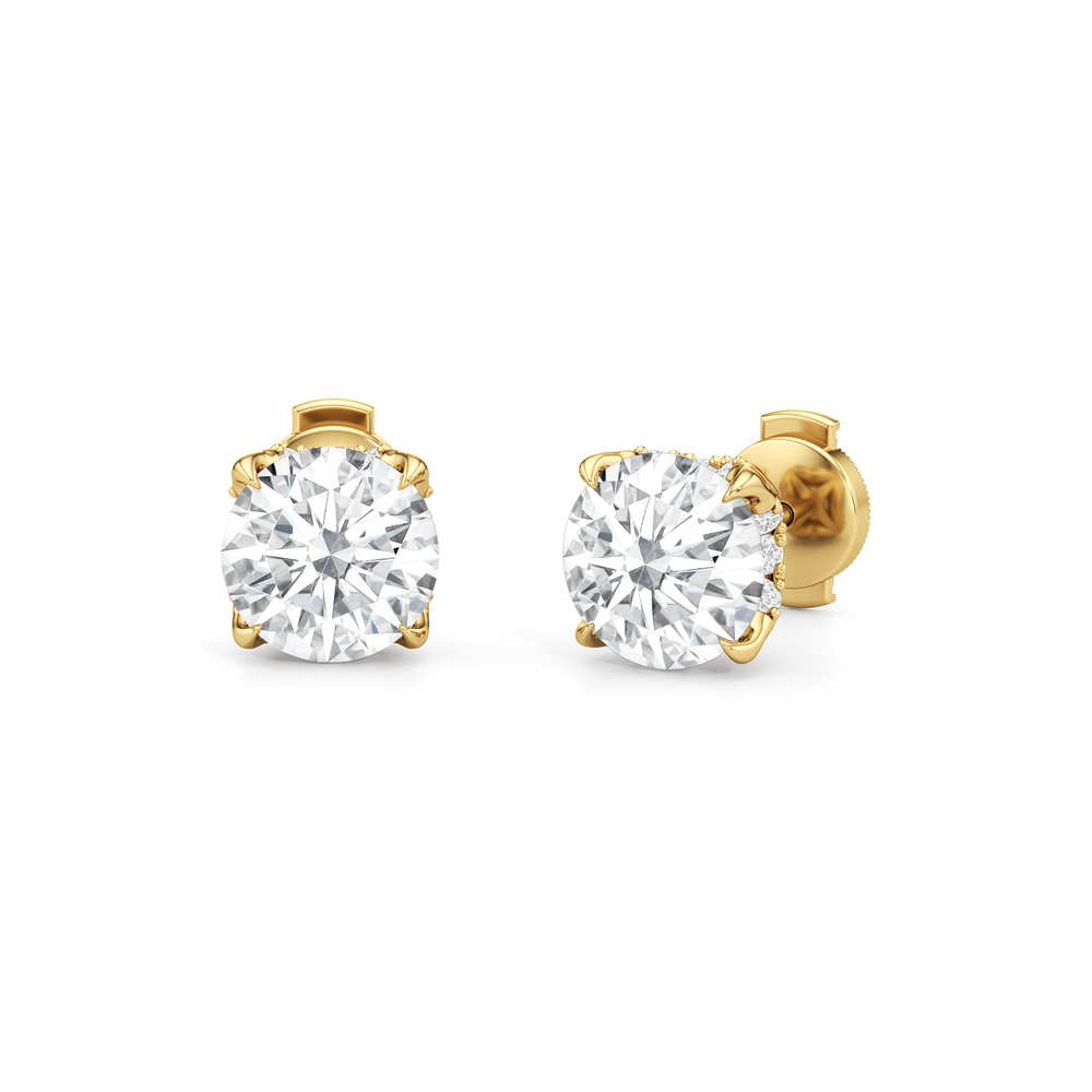 The Atrium Round Solitaire Studs with 18KT Yellow Gold / Lab / 4 1/3 Cut Diamond in 14KT Yellow Gold / Lab / 4 1/3 view 1
