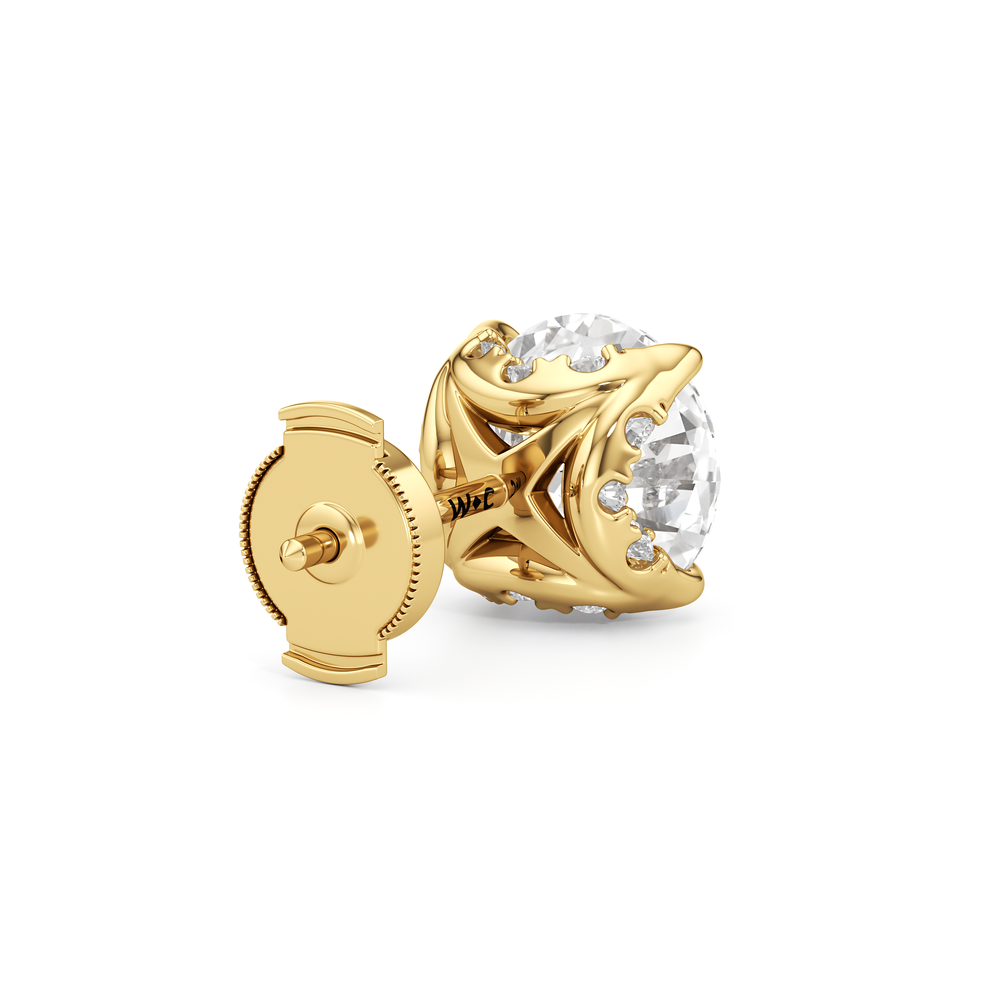 The Atrium Round Solitaire Studs with 18KT Yellow Gold / Lab / 4 1/3 Cut Diamond in 14KT Yellow Gold / Lab / 4 1/3 view 6
