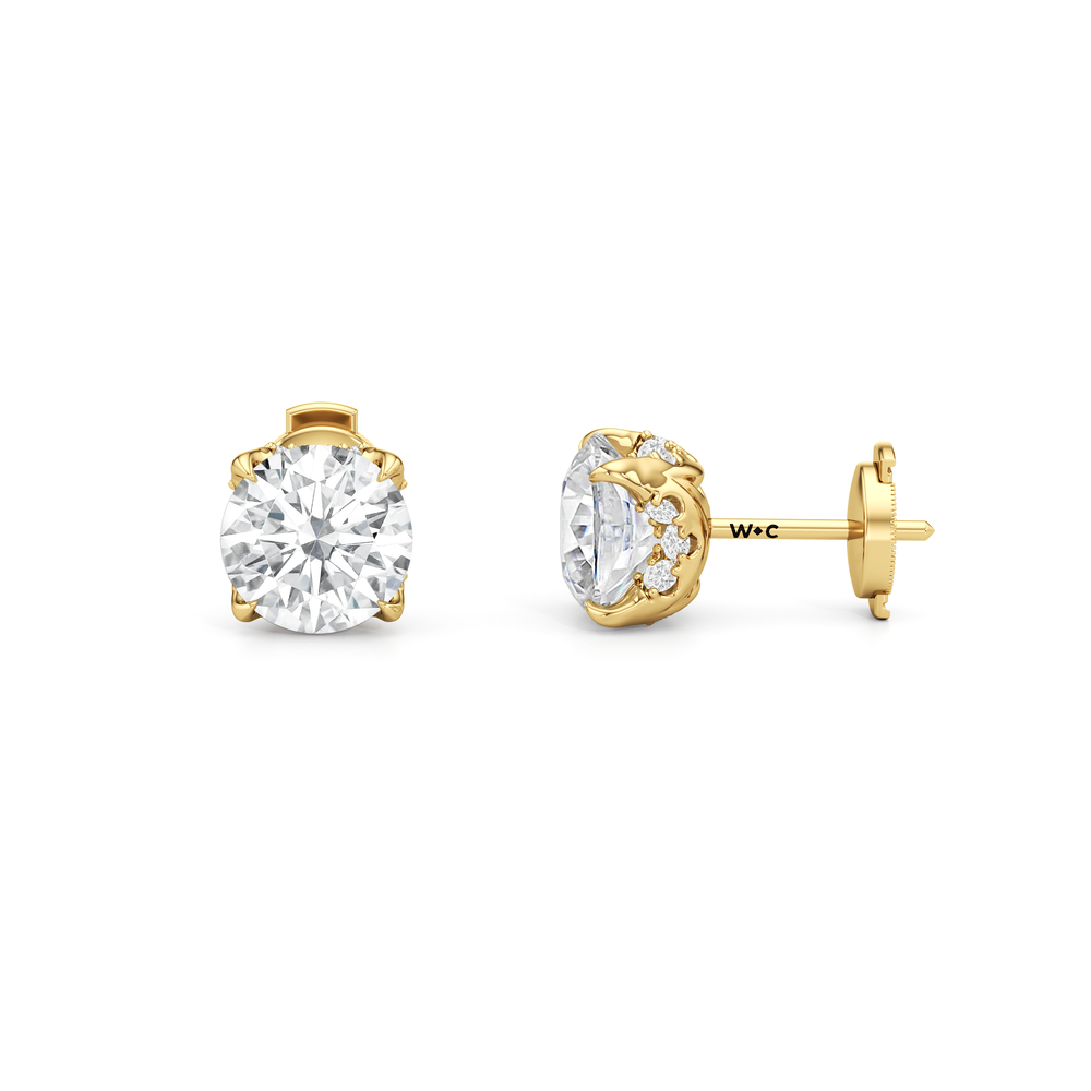The Atrium Round Solitaire Studs with 18KT Yellow Gold / Lab / 4 1/3 Cut Diamond in 14KT Yellow Gold / Lab / 4 1/3 view 4
