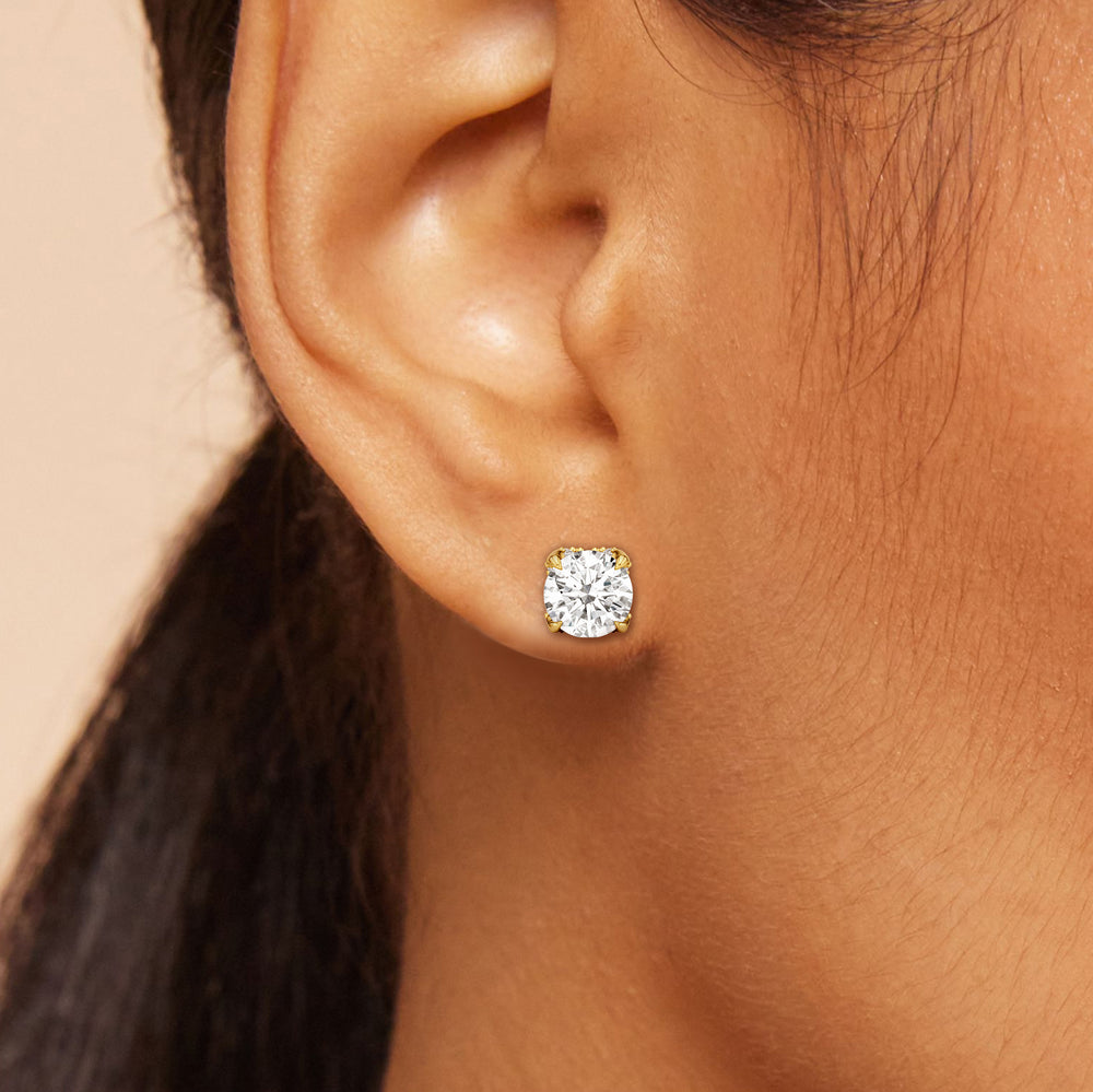 The Atrium Round Solitaire Studs with 18KT Rose Gold / Lab / 4 1/3 Cut Diamond in 14KT Rose Gold / Lab / 4 1/3 view 2
