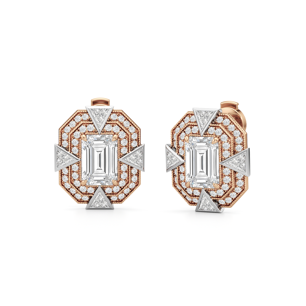 The Empire Earrings with 18KT Rose Gold / Lab / 5 1/2 Cut Diamond in 14KT Rose Gold / Lab / 5 1/2 view 2
