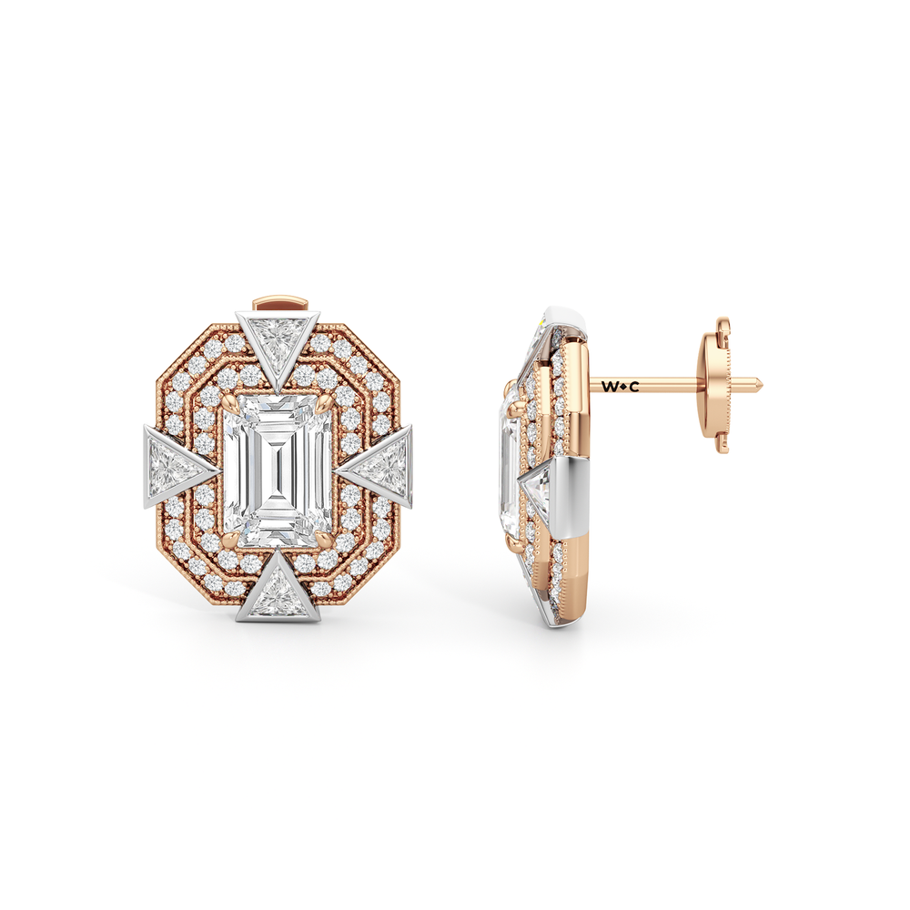 The Empire Earrings with 18KT Rose Gold / Lab / 5 1/2 Cut Diamond in 14KT Rose Gold / Lab / 5 1/2 view 7
