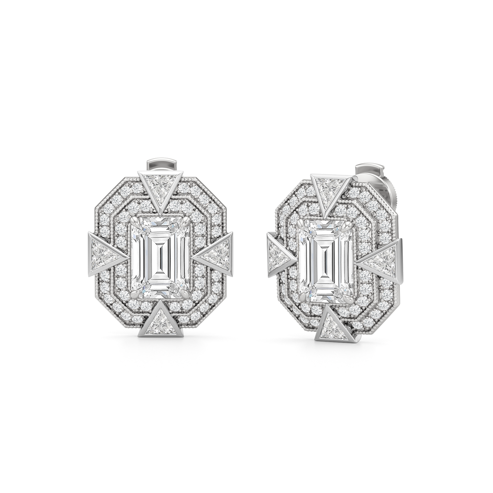 The Empire Earrings with 18KT White Gold / Lab / 5 1/2 Cut Diamond in 14KT White Gold / Lab / 5 1/2 view 2
