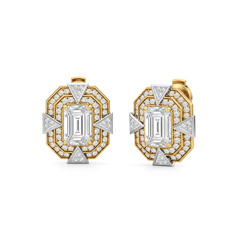 The Empire Earrings with 18KT Yellow Gold / Lab / 5 1/2 Cut Diamond in 14KT Yellow Gold / Lab / 5 1/2 view 2

