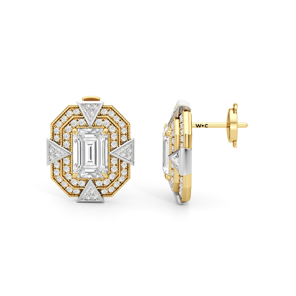 The Empire Earrings with 18KT Yellow Gold / Lab / 5 1/2 Cut Diamond in 14KT Yellow Gold / Lab / 5 1/2 view 7
