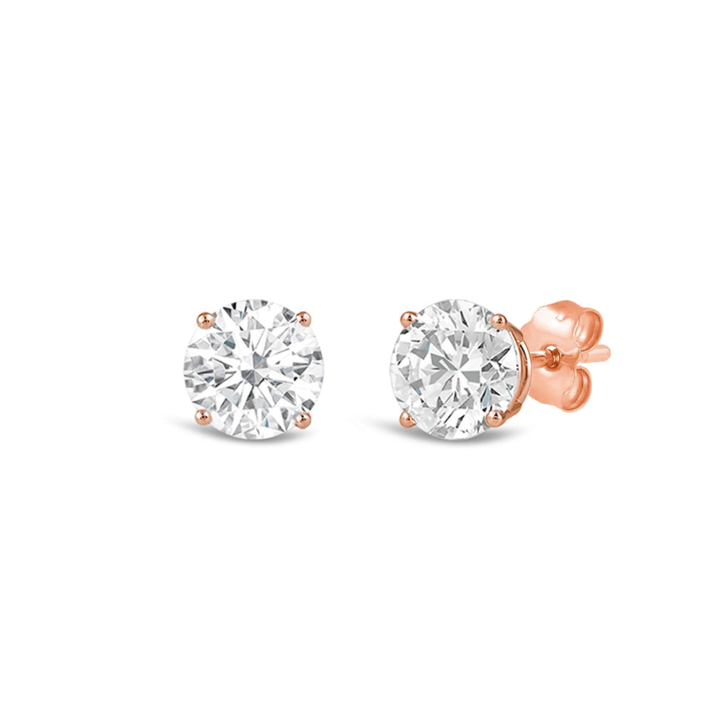 Premium Round Diamond Four Prong Studs (E/F VS+) with 14KT Rose Gold / Lab / 1/2 Cut Diamond in 14KT Rose Gold / Lab / 1/2 view 1
