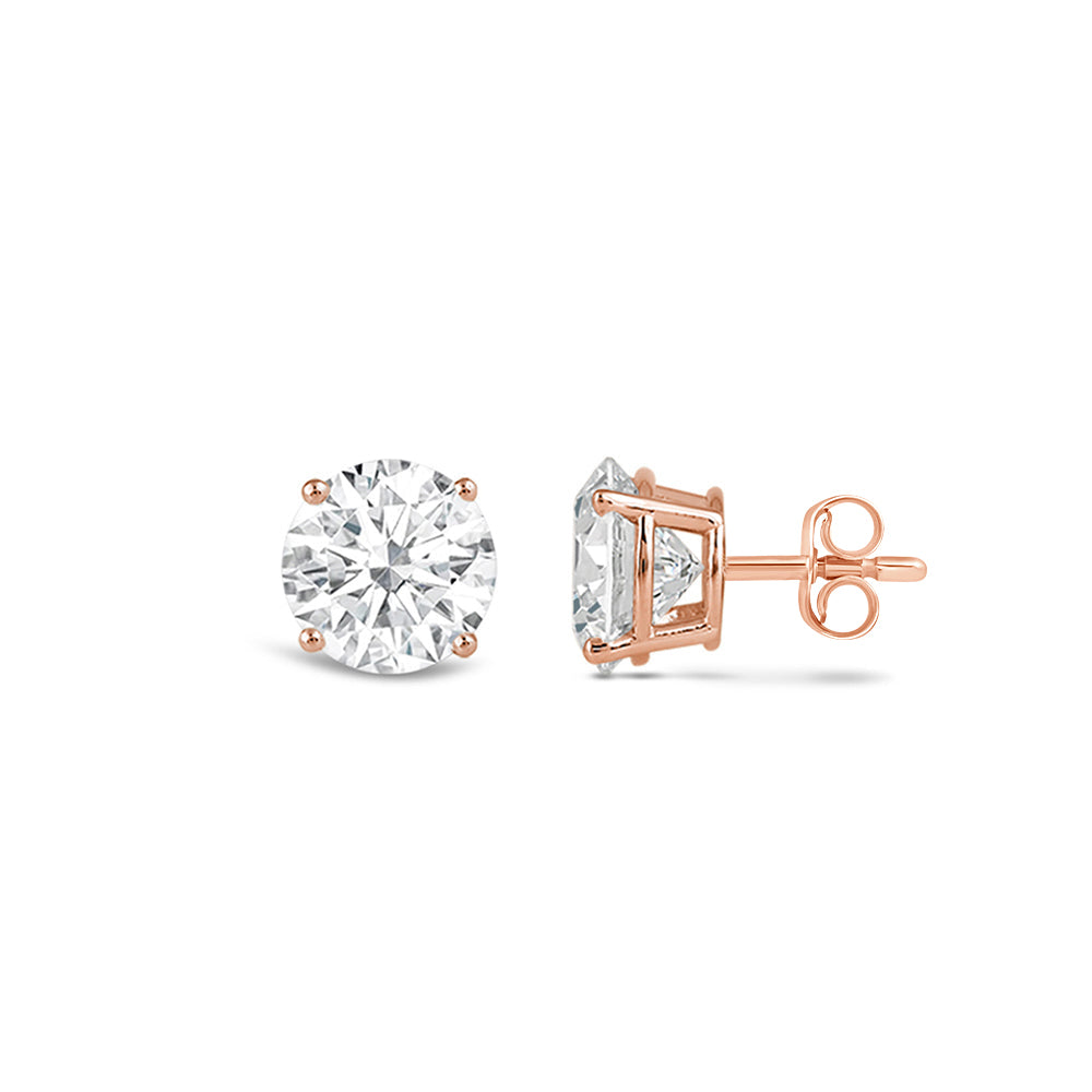Premium Round Diamond Four Prong Studs (E/F VS+) with 14KT Rose Gold / Lab / 1/2 Cut Diamond in 14KT Rose Gold / Lab / 1/2 view 4
