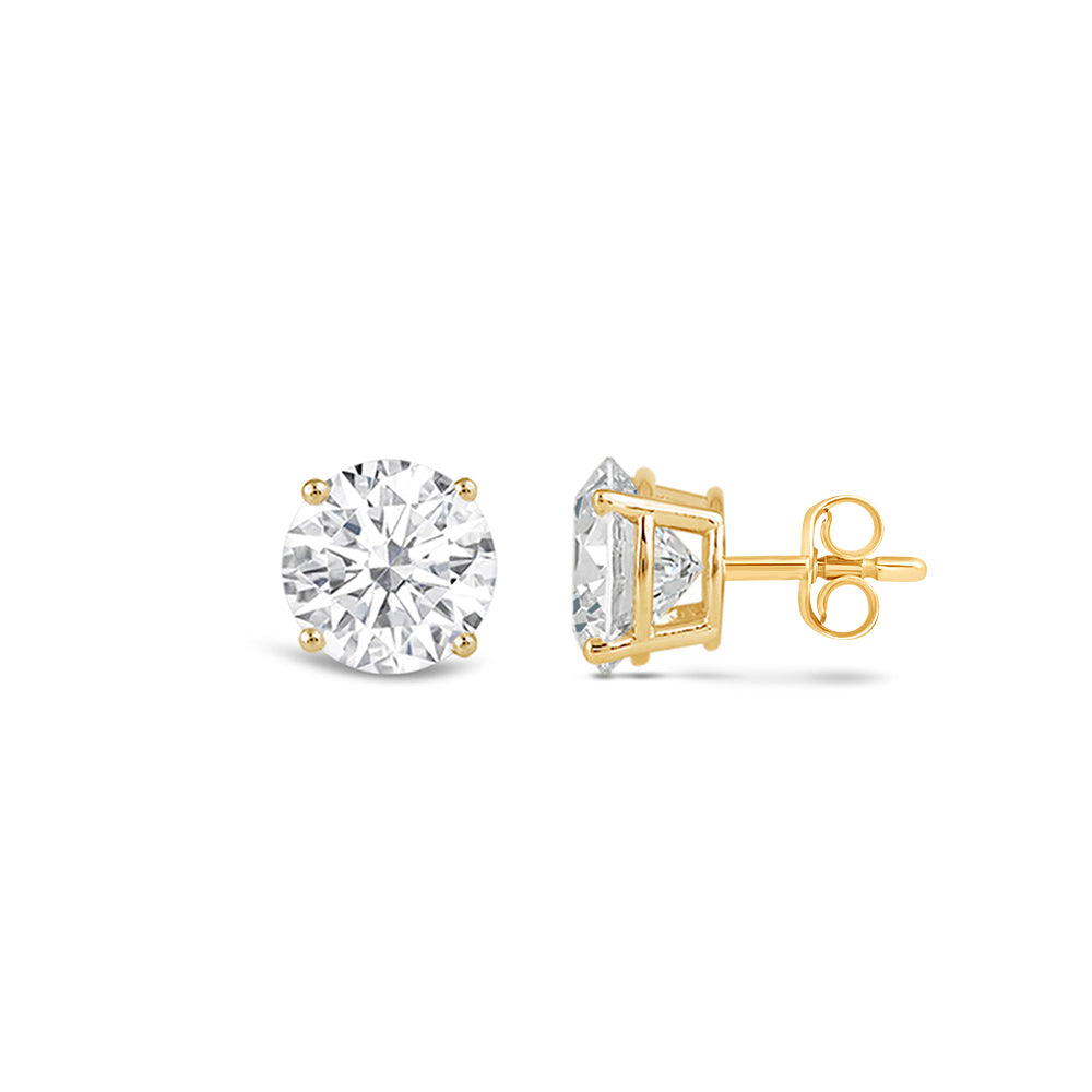 Premium Round Diamond Four Prong Studs (E/F VS+) with 14KT Yellow Gold / Lab / 1/2 Cut Diamond in 14KT Yellow Gold / Lab / 1/2 view 4
