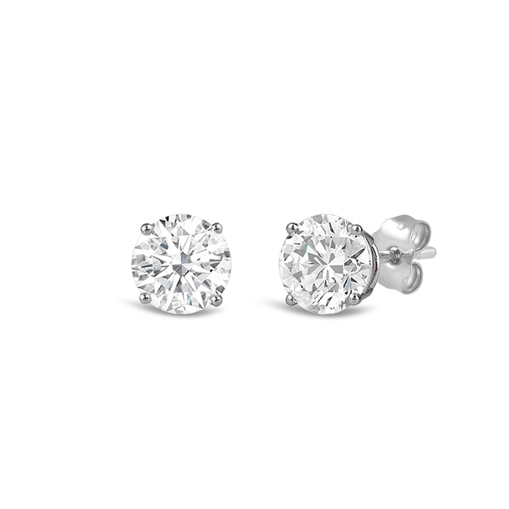 Premium Round Diamond Four Prong Studs (E/F VS+) with 14KT White Gold / Lab / 1/2 Cut Diamond in 14KT White Gold / Lab / 1/2 view 1
