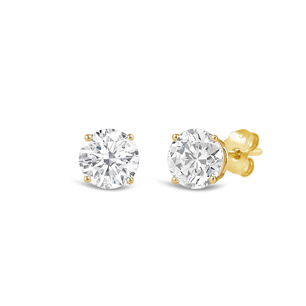 Premium Round Diamond Four Prong Studs (E/F VS+) with 14KT Yellow Gold / Lab / 1/2 Cut Diamond in 14KT Yellow Gold / Lab / 1/2 view 1
