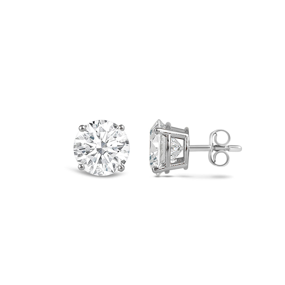 Premium Round Diamond Four Prong Studs (E/F VS+) with 14KT White Gold / Lab / 1/2 Cut Diamond in 14KT White Gold / Lab / 1/2 view 4
