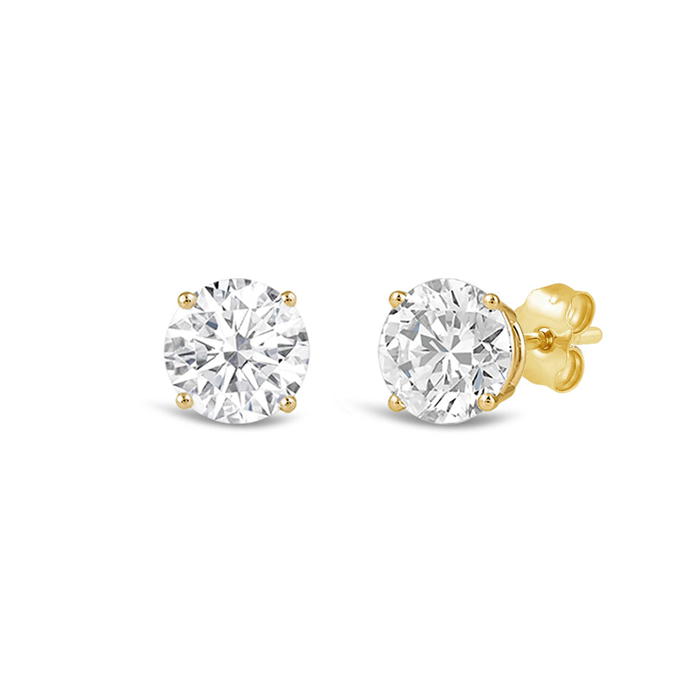 Premium Round Diamond Four Prong Studs (E/F VS+) with 14KT Yellow Gold / Lab / 3/4 Cut Diamond in 14KT Yellow Gold / Lab / 3/4 view 1
