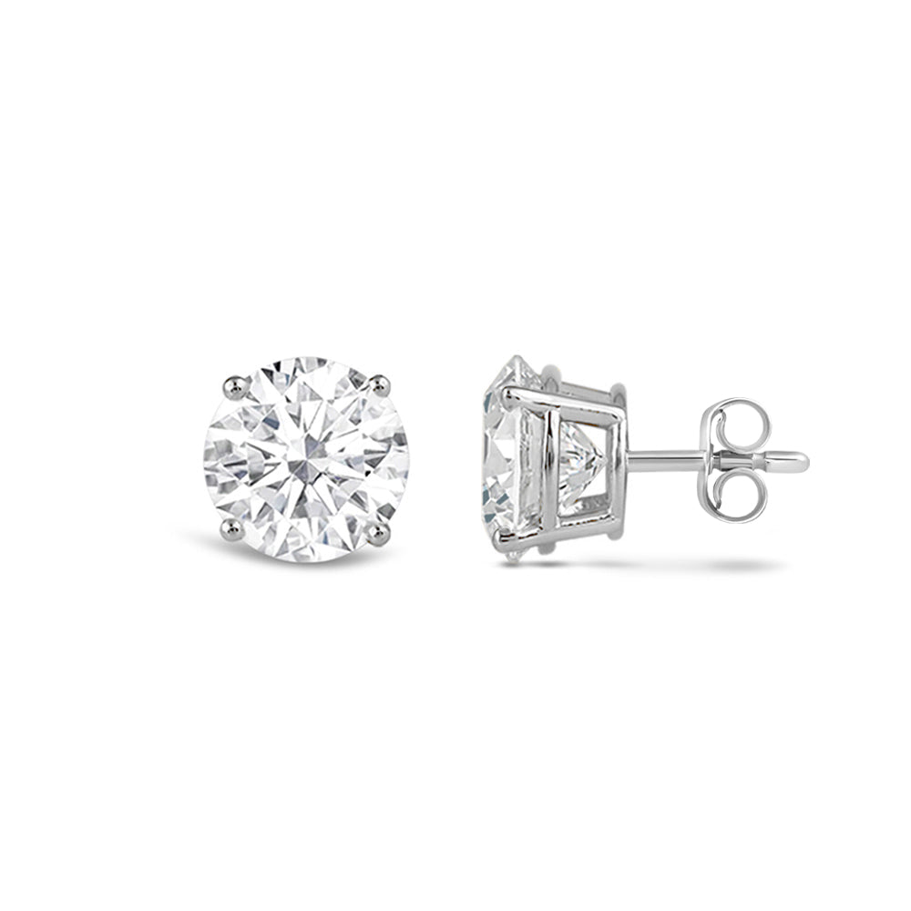 Premium Round Diamond Four Prong Studs (E/F VS+) with Platinum / Lab / 1 Cut Diamond in 14KT Platinum / Lab / 1 view 4
