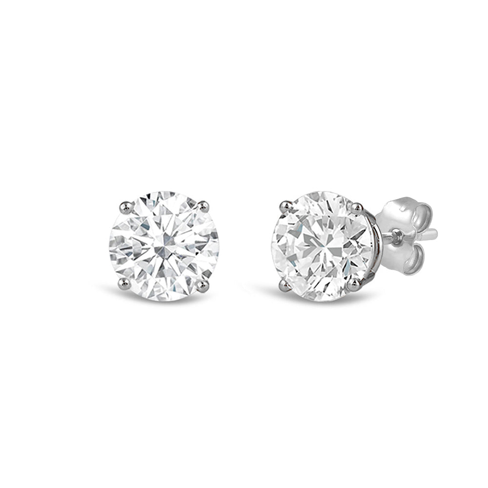 Premium Round Diamond Four Prong Studs (E/F VS+) with Platinum / Lab / 1 Cut Diamond in 14KT Platinum / Lab / 1 view 1
