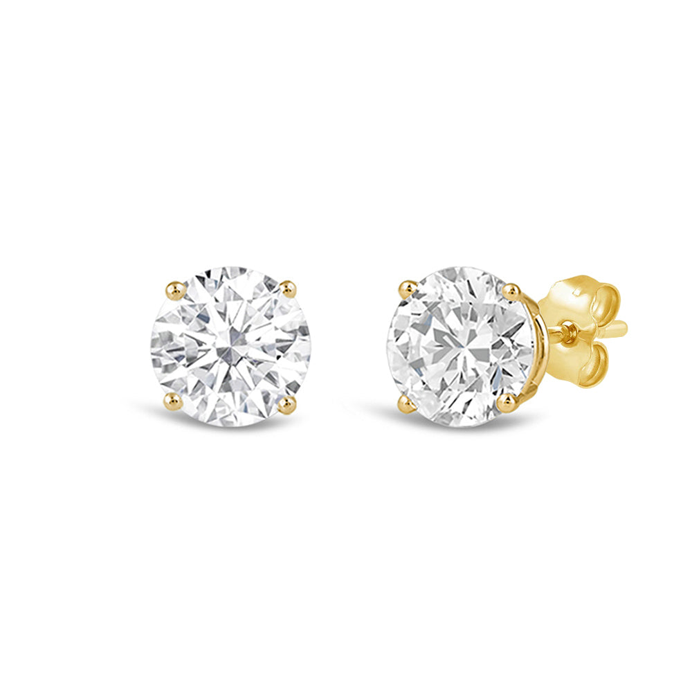 Premium Round Diamond Four Prong Studs (E/F VS+) with 14KT Yellow Gold / Lab / 1 1/2 Cut Diamond in 14KT Yellow Gold / Lab / 1 1/2 view 1
