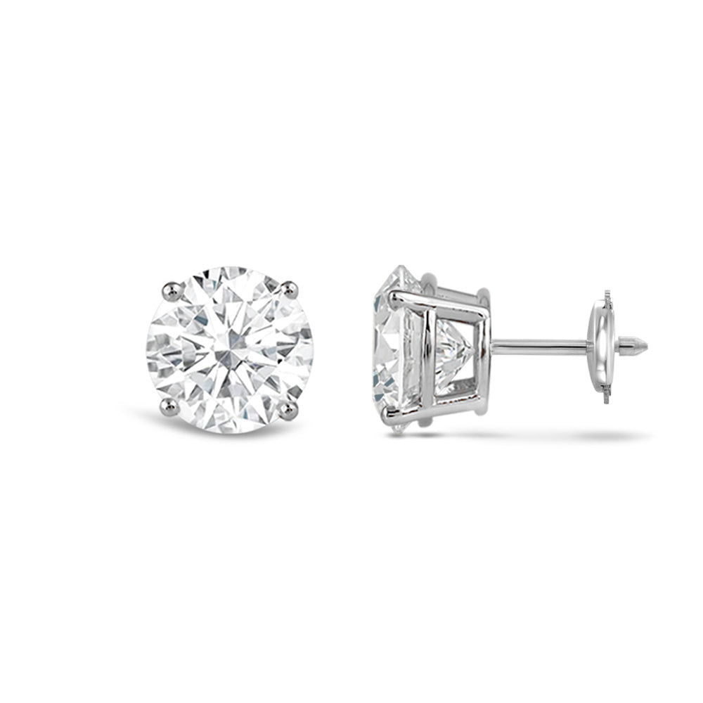 Premium Round Diamond Four Prong Studs (E/F VS+) with Platinum / Lab / 2 Cut Diamond in 14KT Platinum / Lab / 2 view 4
