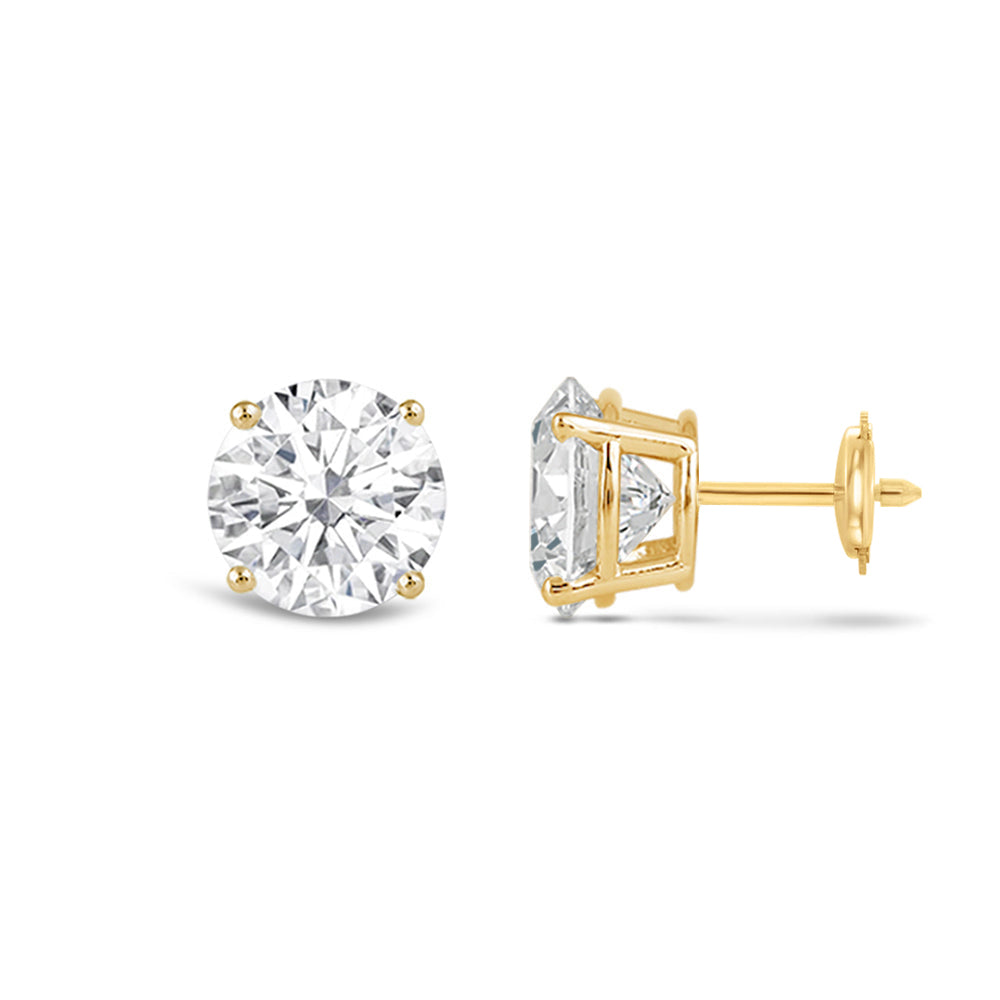 Premium Round Diamond Four Prong Studs (E/F VS+) with 14KT Yellow Gold / Lab / 2 Cut Diamond in 14KT Yellow Gold / Lab / 2 view 4
