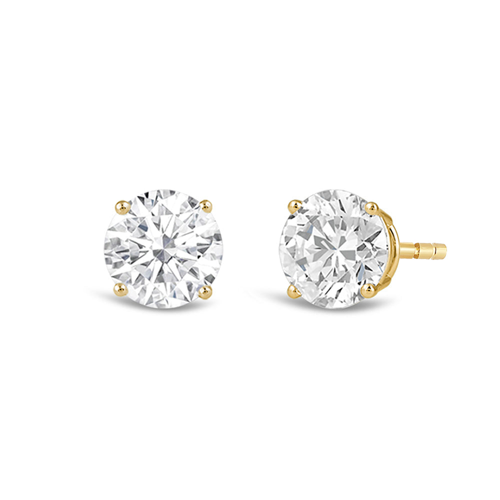 Premium Round Diamond Four Prong Studs (E/F VS+) with 14KT Yellow Gold / Lab / 2 Cut Diamond in 14KT Yellow Gold / Lab / 2 view 1

