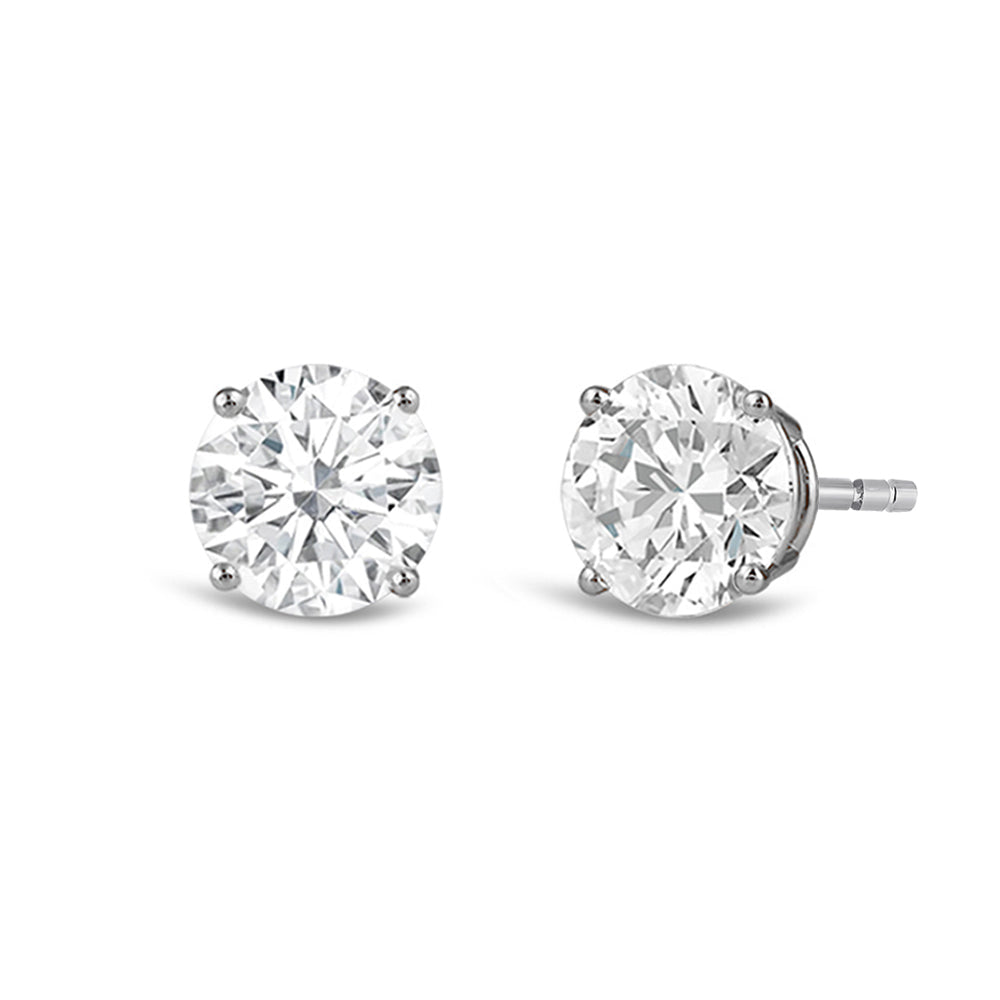 Premium Round Diamond Four Prong Studs (E/F VS+) with 14KT White Gold / Lab / 3 Cut Diamond in 14KT White Gold / Lab / 3 view 1
