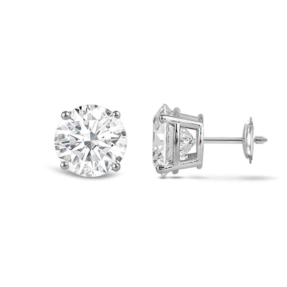 Premium Round Diamond Four Prong Studs (E/F VS+) with 14KT White Gold / Lab / 3 Cut Diamond in 14KT White Gold / Lab / 3 view 4
