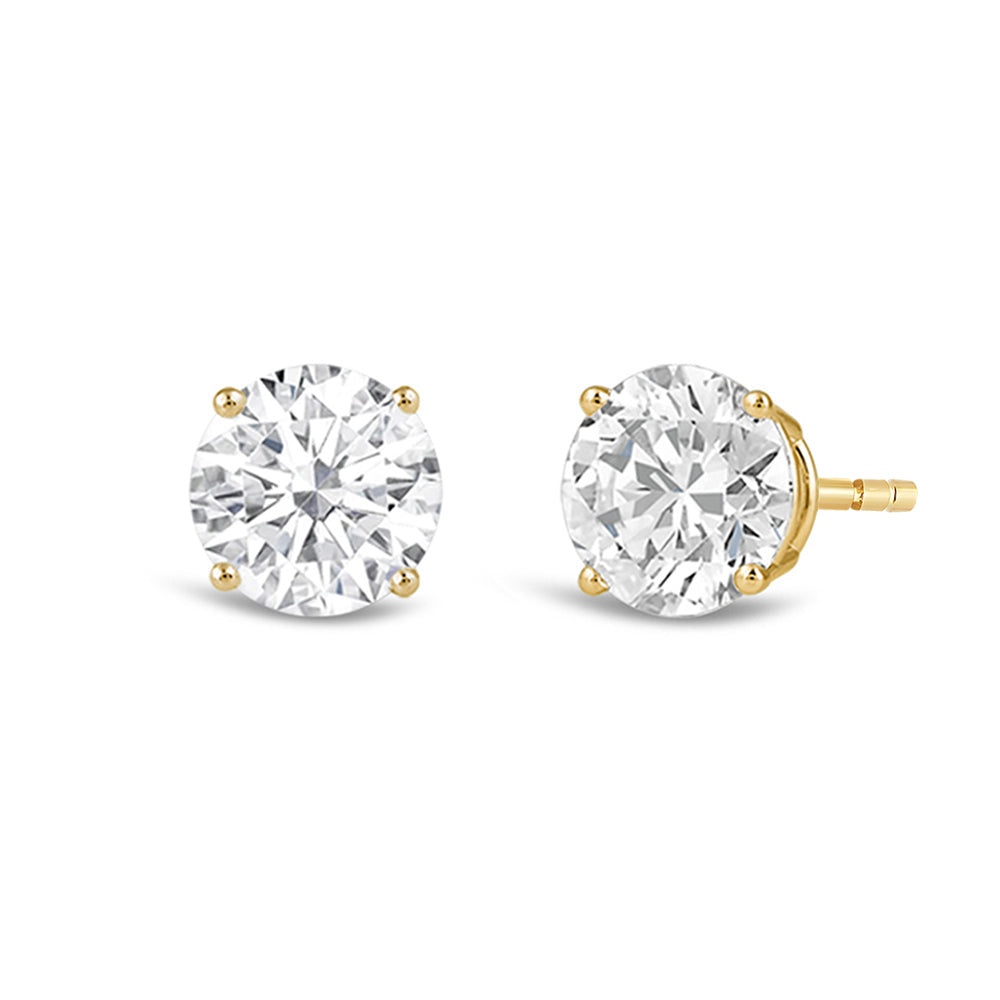 Premium Round Diamond Four Prong Studs (E/F VS+) with 14KT Yellow Gold / Lab / 3 Cut Diamond in 14KT Yellow Gold / Lab / 3 view 1
