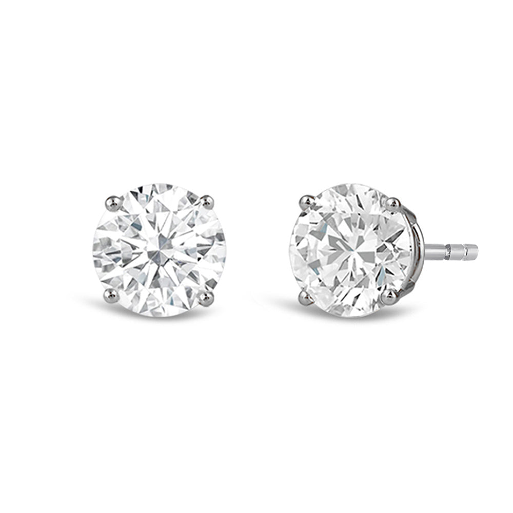Premium Round Diamond Four Prong Studs (E/F VS+) with 14KT White Gold / Lab / 4 Cut Diamond in 14KT White Gold / Lab / 4 view 1
