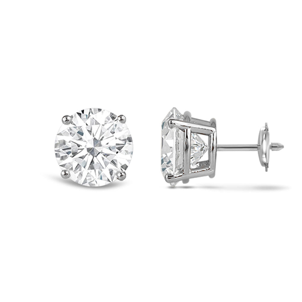 Premium Round Diamond Four Prong Studs (E/F VS+) with 14KT White Gold / Lab / 4 Cut Diamond in 14KT White Gold / Lab / 4 view 4
