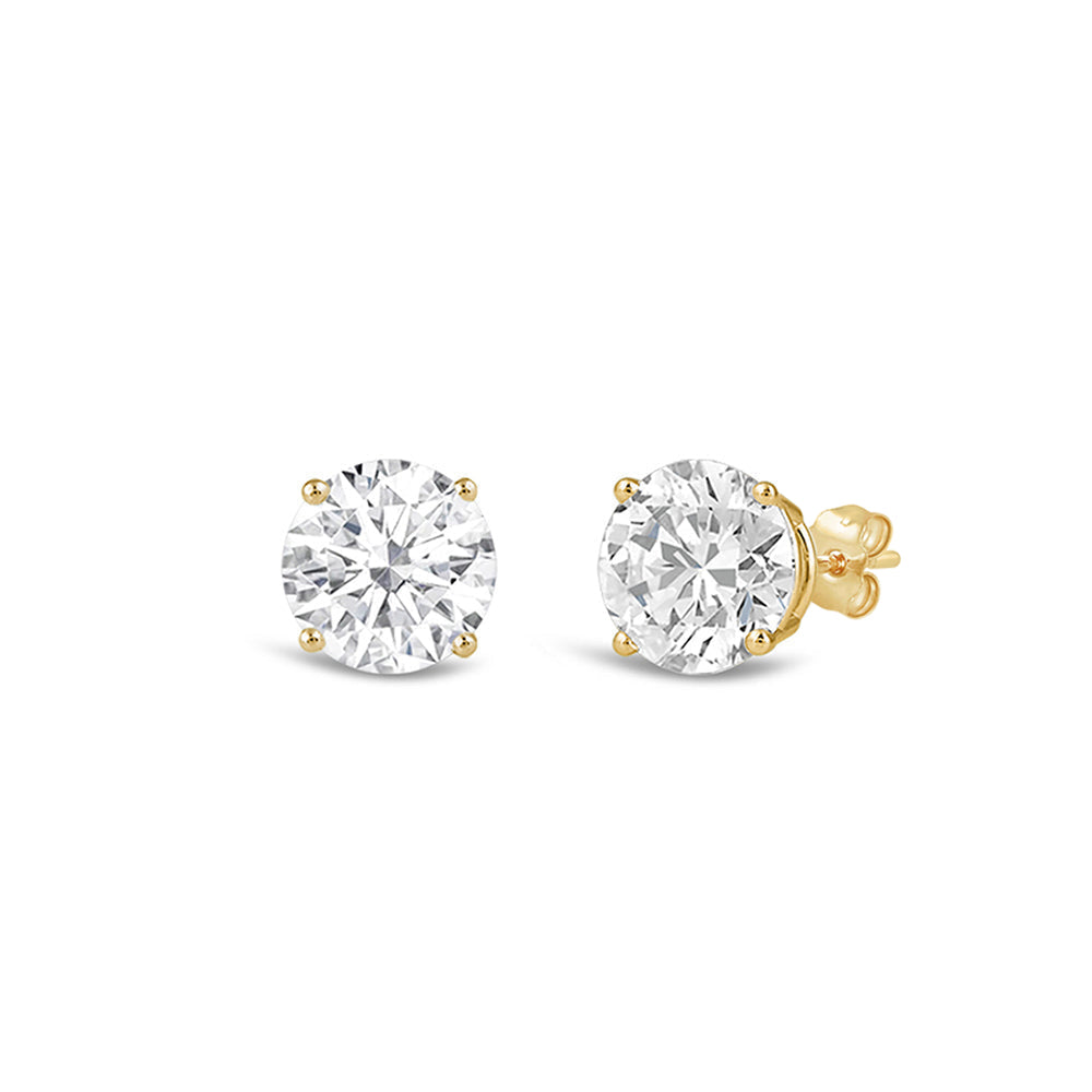 Classic Round Diamond Four Prong Studs Earrings (F/G SI+) with 14KT Yellow Gold / Lab / 1/2 Cut Diamond in 14KT Yellow Gold / Lab / 1/2 view 1
