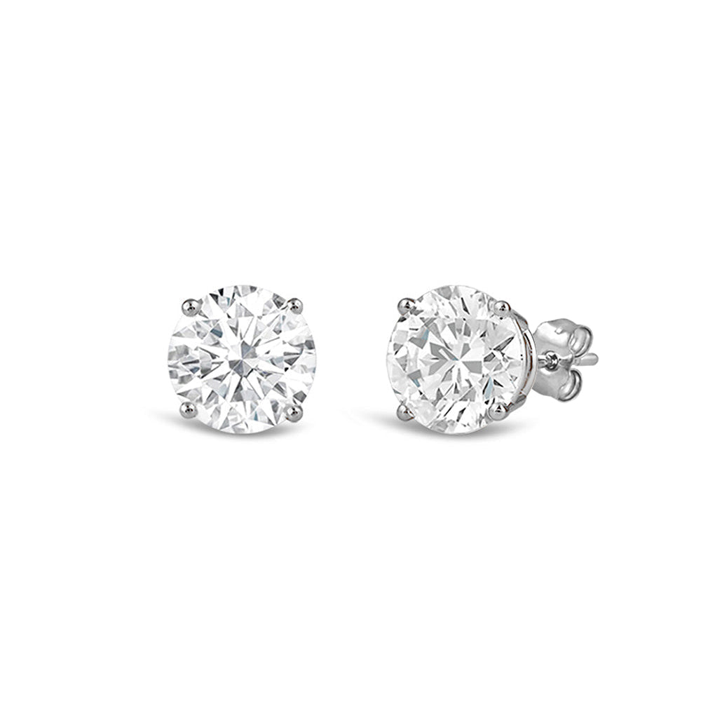 Classic Round Diamond Four Prong Studs Earrings (F/G SI+) with 14KT White Gold / Lab / 3/4 Cut Diamond in 14KT White Gold / Lab / 3/4 view 1
