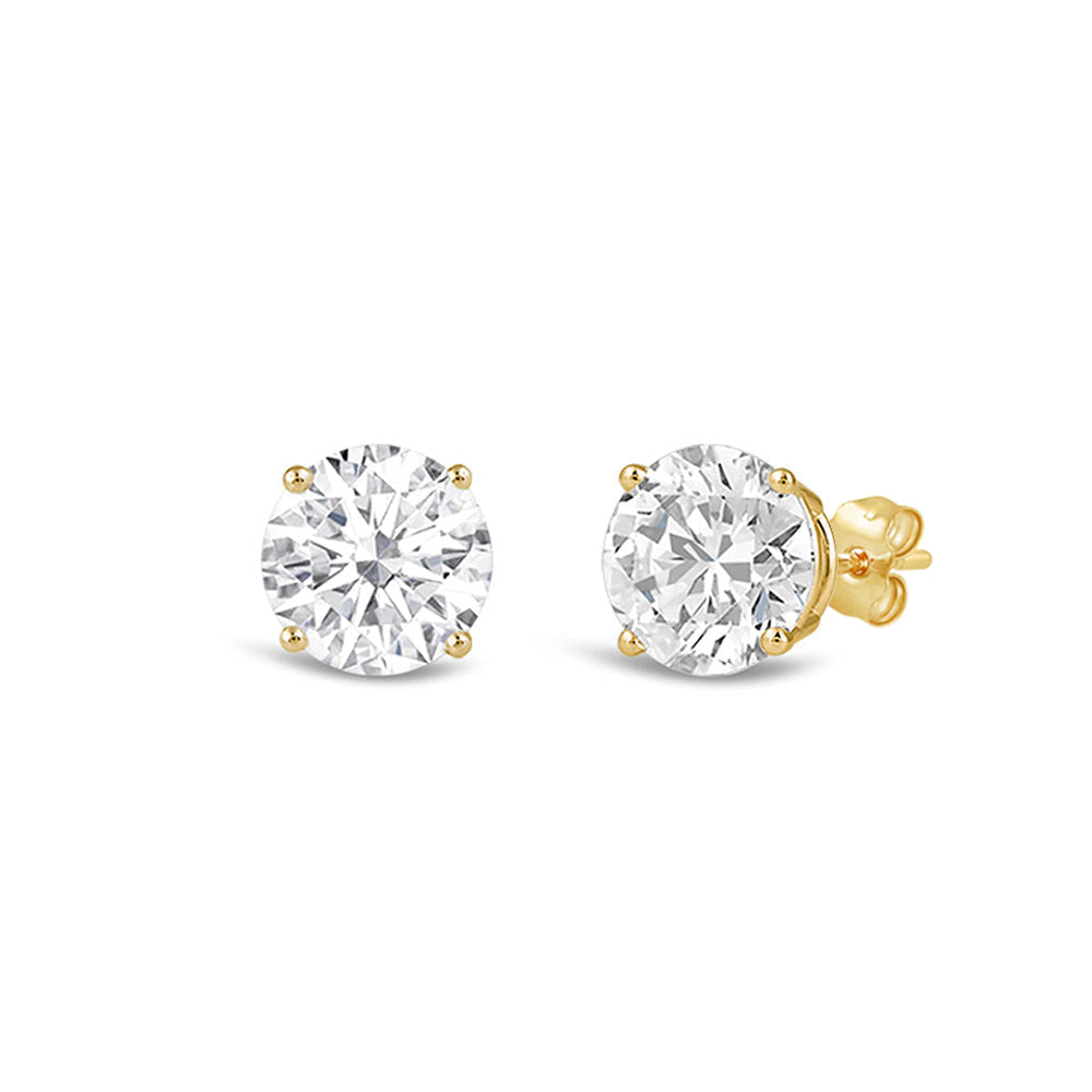 Classic Round Diamond Four Prong Studs Earrings (F/G SI+) with 14KT Yellow Gold / Lab / 3/4 Cut Diamond in 14KT Yellow Gold / Lab / 3/4 view 1

