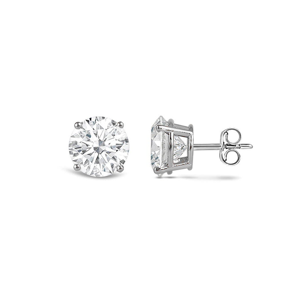 Classic Round Diamond Four Prong Studs Earrings (F/G SI+) with 14KT White Gold / Lab / 3/4 Cut Diamond in 14KT White Gold / Lab / 3/4 view 4
