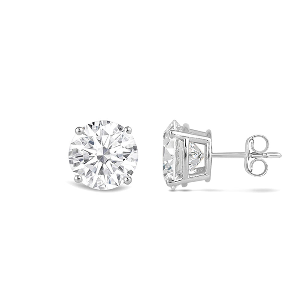 Classic Round Diamond Four Prong Studs Earrings (F/G SI+) with Platinum / Lab / 1 Cut Diamond in 14KT Platinum / Lab / 1 view 4
