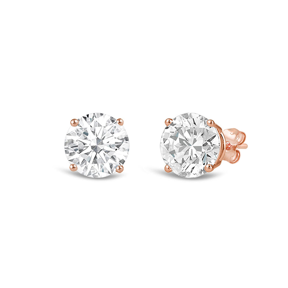 Classic Round Diamond Four Prong Studs Earrings (F/G SI+) with 14KT Rose Gold / Lab / 1 Cut Diamond in 14KT Rose Gold / Lab / 1 view 1
