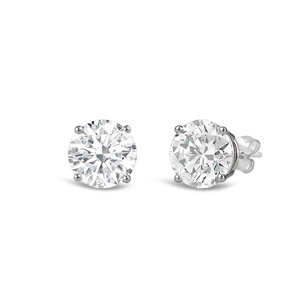 Classic Round Diamond Four Prong Studs Earrings (F/G SI+) with Platinum / Lab / 1 Cut Diamond in 14KT Platinum / Lab / 1 view 1
