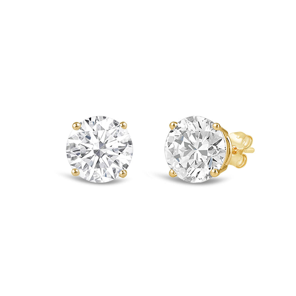 Classic Round Diamond Four Prong Studs Earrings (F/G SI+) with 14KT Yellow Gold / Lab / 1 Cut Diamond in 14KT Yellow Gold / Lab / 1 view 1
