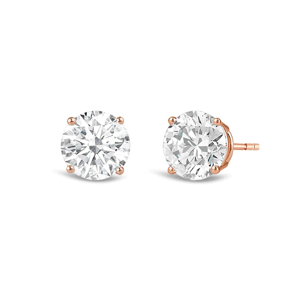 Classic Round Diamond Four Prong Studs Earrings (F/G SI+) with 14KT Rose Gold / Lab / 2 Cut Diamond in 14KT Rose Gold / Lab / 2 view 1
