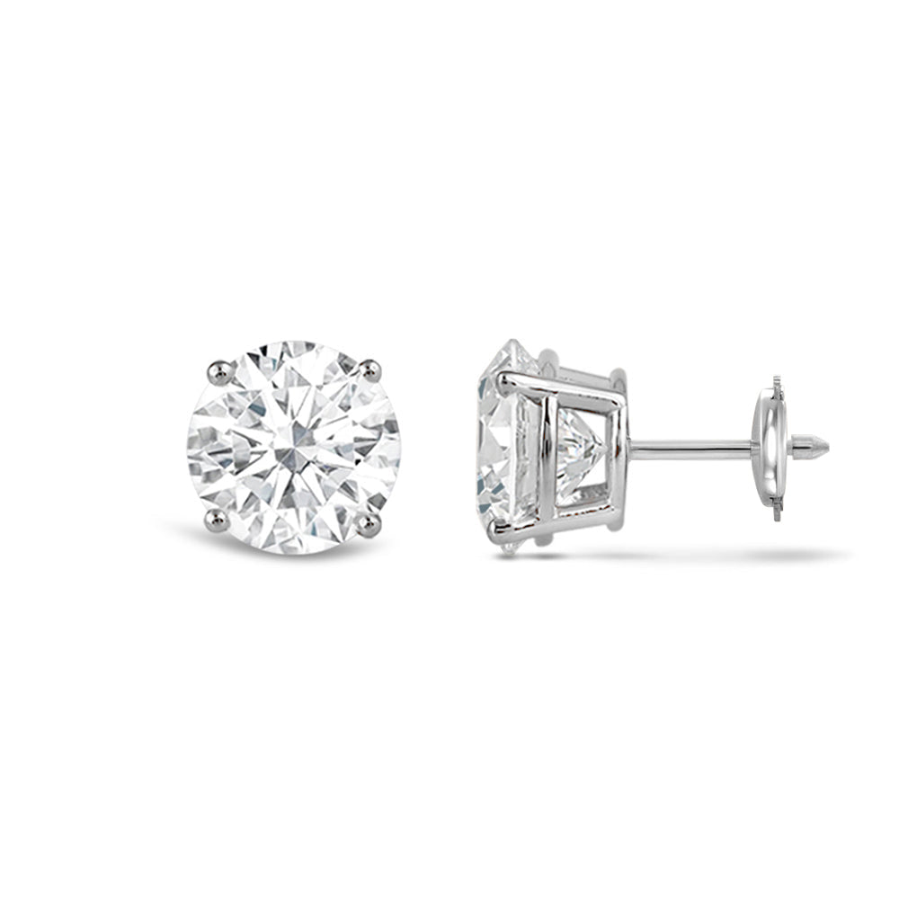 Classic Round Diamond Four Prong Studs Earrings (F/G SI+) with Platinum / Lab / 2 Cut Diamond in 14KT Platinum / Lab / 2 view 4
