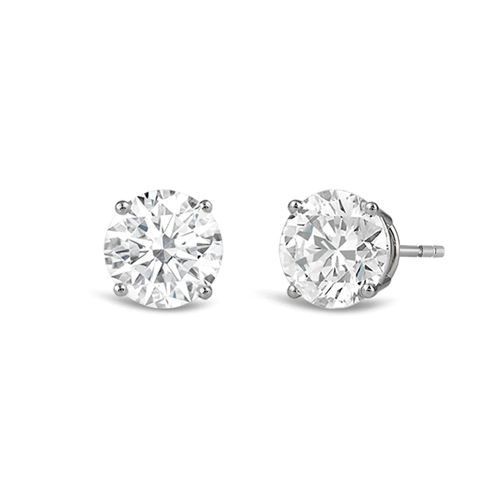Classic Round Diamond Four Prong Studs Earrings (F/G SI+) with Platinum / Lab / 2 Cut Diamond in 14KT Platinum / Lab / 2 view 1
