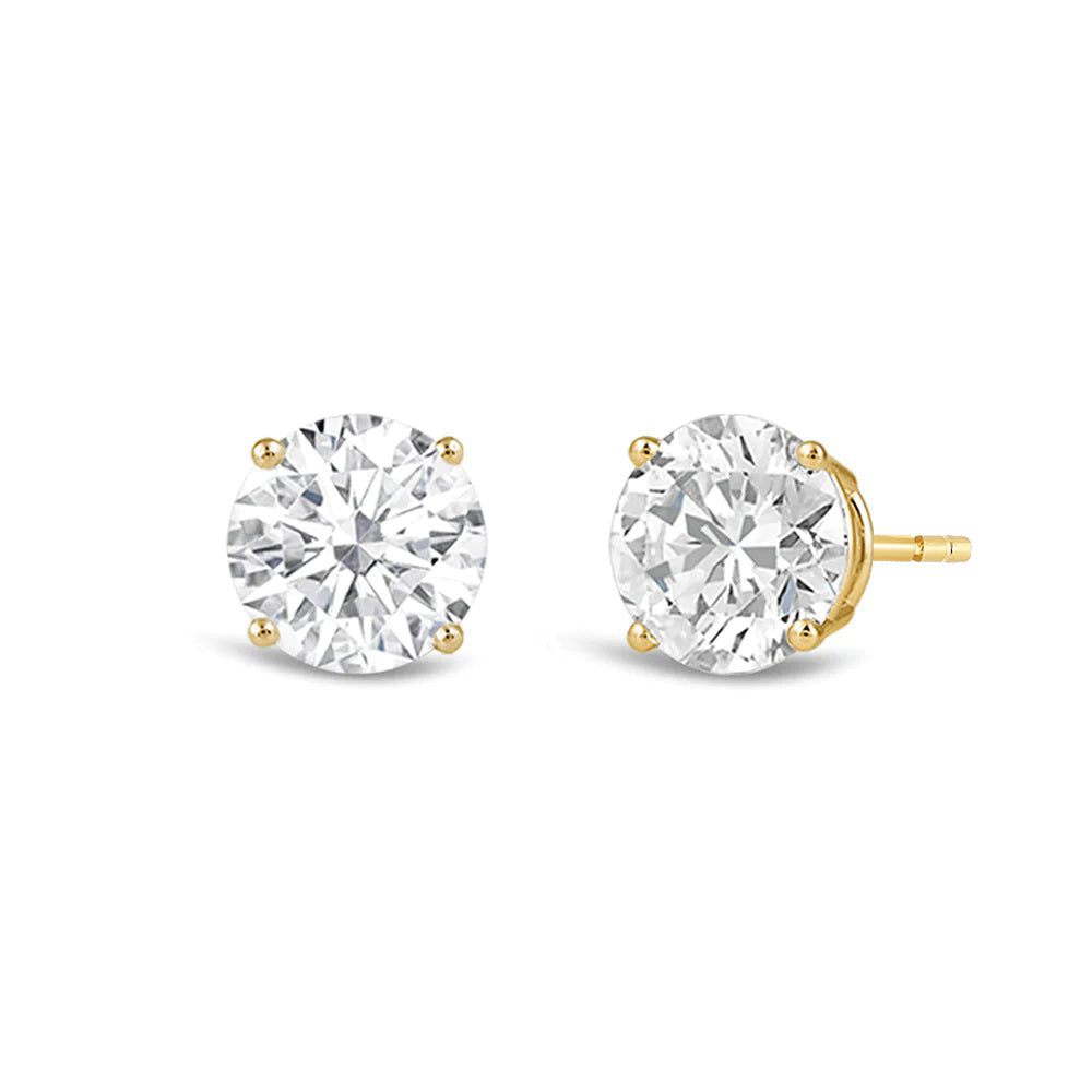 Classic Round Diamond Four Prong Studs Earrings (F/G SI+) with 14KT Yellow Gold / Lab / 2 Cut Diamond in 14KT Yellow Gold / Lab / 2 view 1
