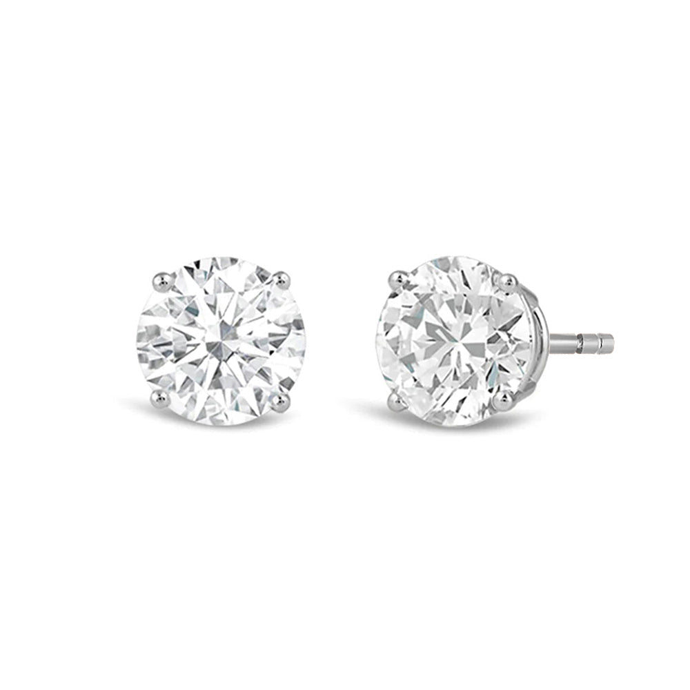 Classic Round Diamond Four Prong Studs Earrings (F/G SI+) with 14KT White Gold / Lab / 3 Cut Diamond in 14KT White Gold / Lab / 3 view 1
