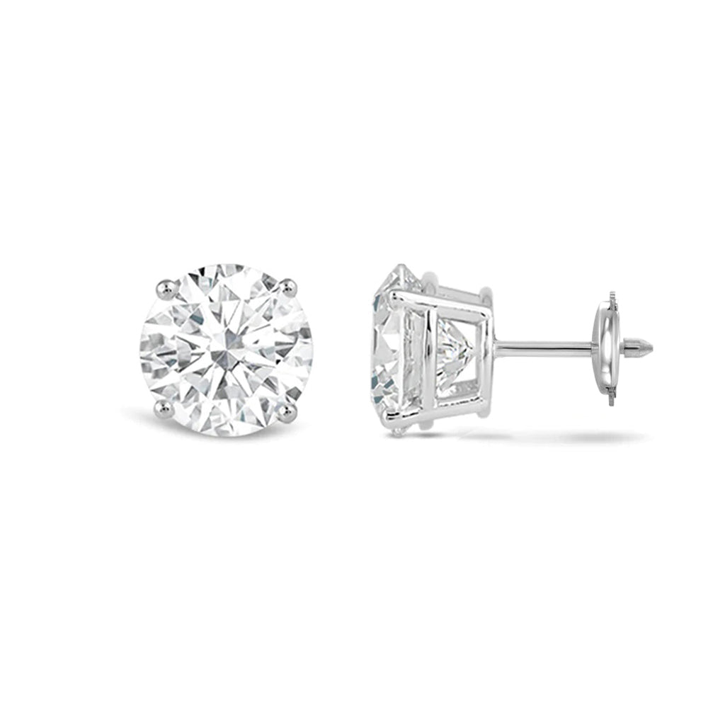 Classic Round Diamond Four Prong Studs Earrings (F/G SI+) with 14KT White Gold / Lab / 3 Cut Diamond in 14KT White Gold / Lab / 3 view 4
