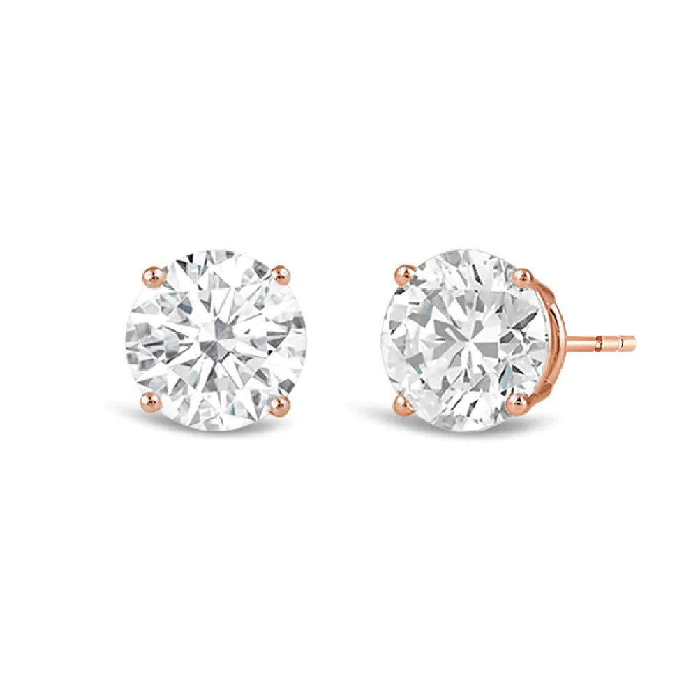 Classic Round Diamond Four Prong Studs Earrings (F/G SI+) with 14KT Rose Gold / Lab / 4 Cut Diamond in 14KT Rose Gold / Lab / 4 view 1
