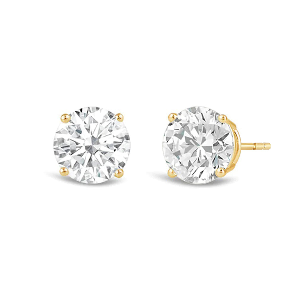 Classic Round Diamond Four Prong Studs Earrings (F/G SI+) with 14KT Yellow Gold / Lab / 4 Cut Diamond in 14KT Yellow Gold / Lab / 4 view 1
