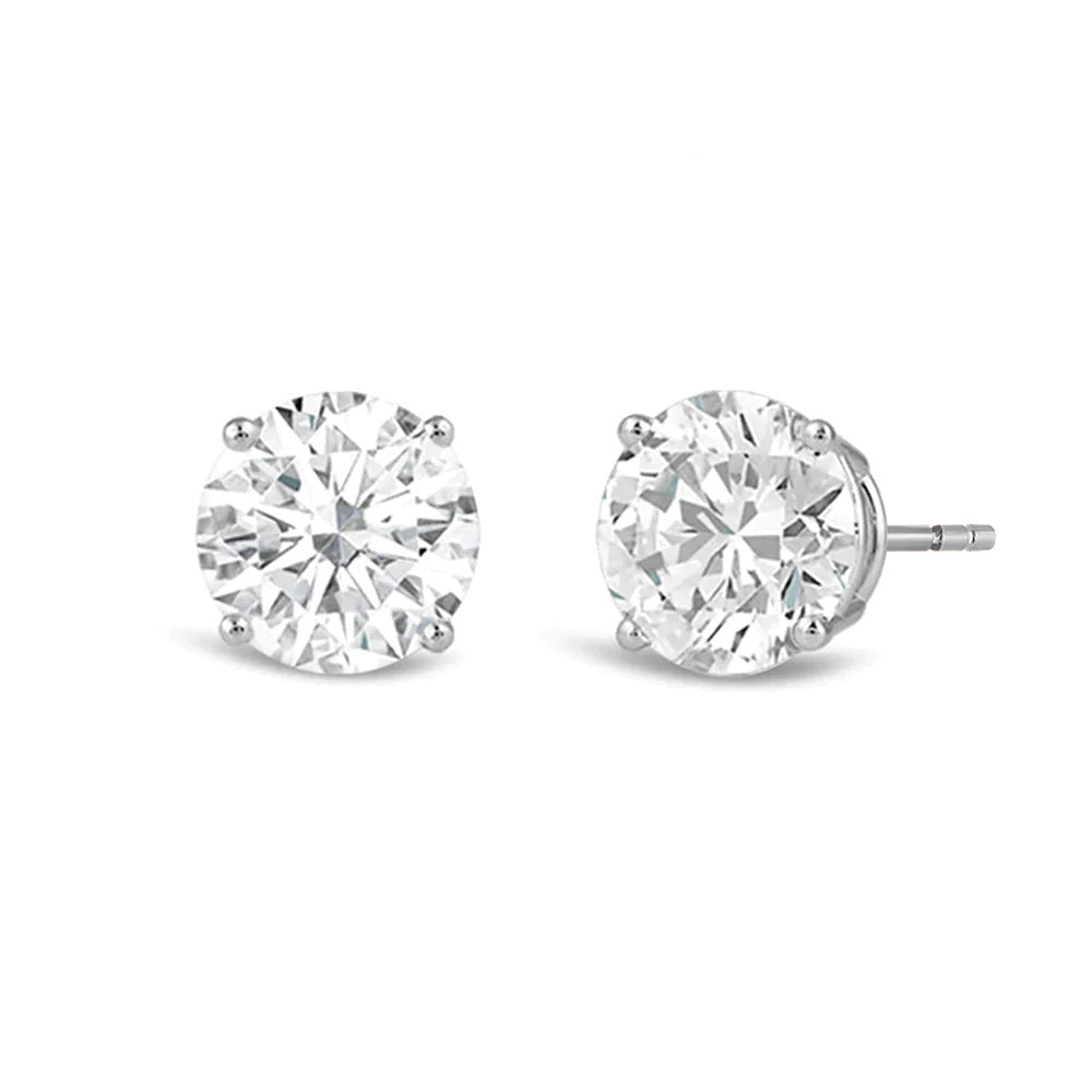 Classic Round Diamond Four Prong Studs Earrings (F/G SI+) with 14KT White Gold / Lab / 4 Cut Diamond in 14KT White Gold / Lab / 4 view 1
