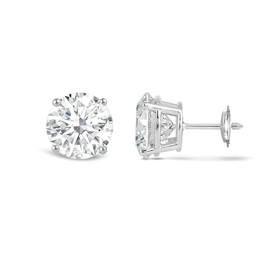 Classic Round Diamond Four Prong Studs Earrings (F/G SI+) with 14KT White Gold / Lab / 4 Cut Diamond in 14KT White Gold / Lab / 4 view 4
